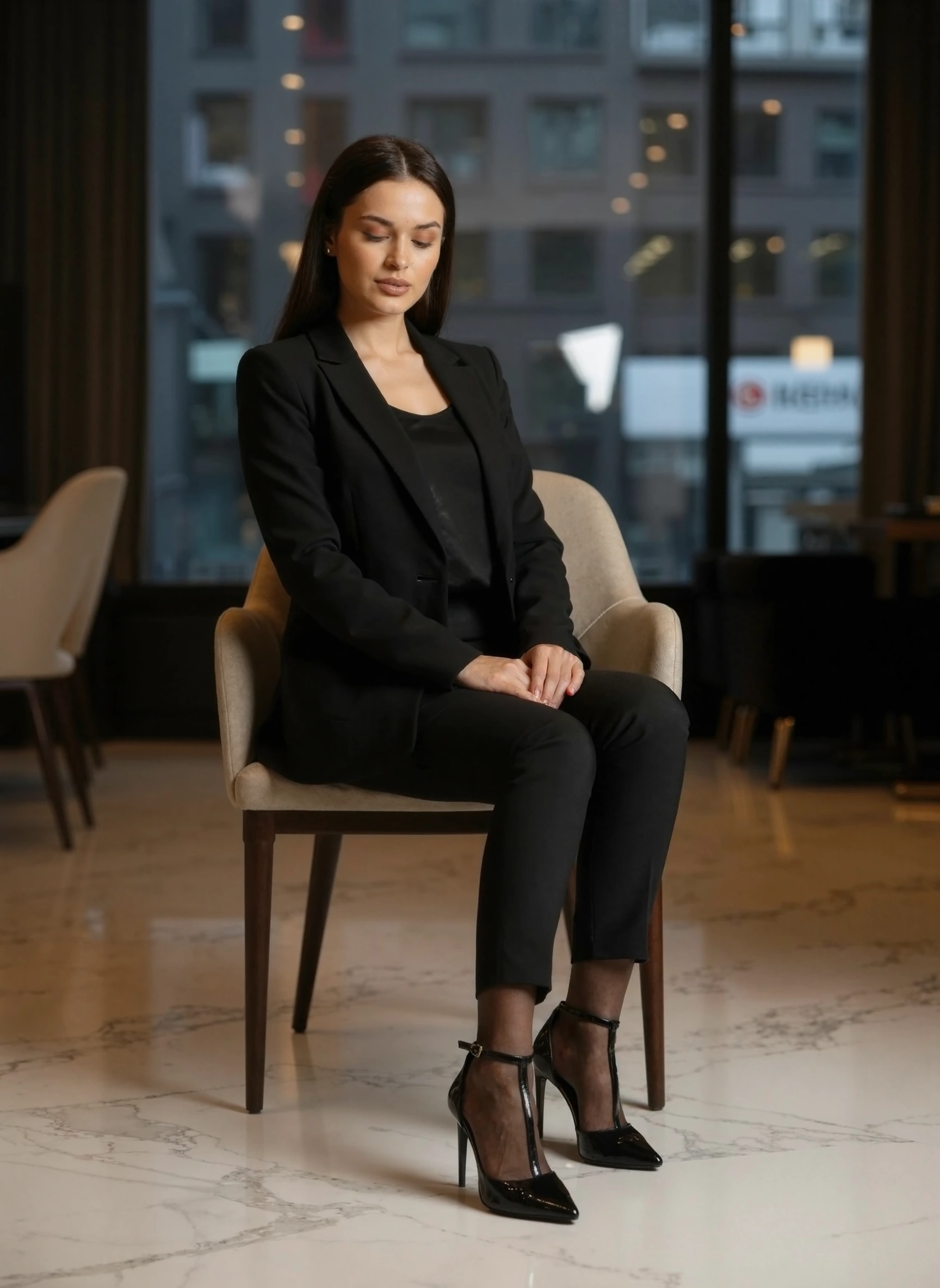 ANYA Pointed Toe T-Strap Stiletto Heel