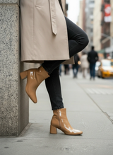 Patent Ankle Boots – Block Heel Almond-Toe Booties (2.5")