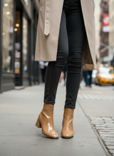 Patent Ankle Boots – Block Heel Almond-Toe Booties (2.5")
