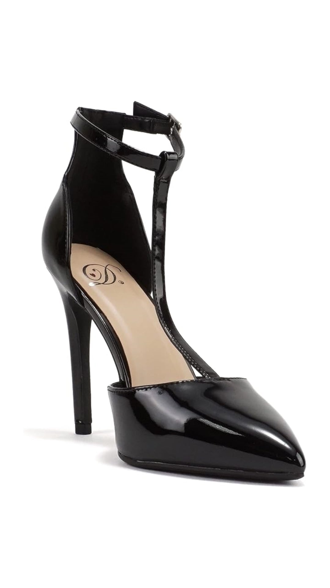 ANYA Pointed Toe T-Strap Stiletto Heel