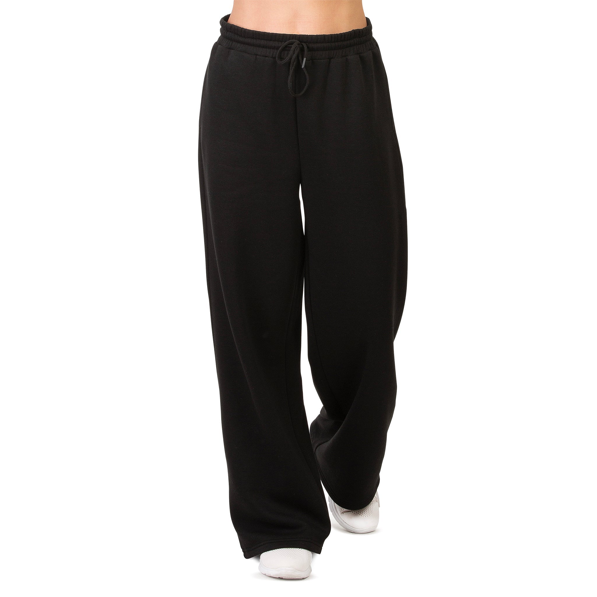 Women's Fleece Wide-Leg Sweatpants with Pockets
