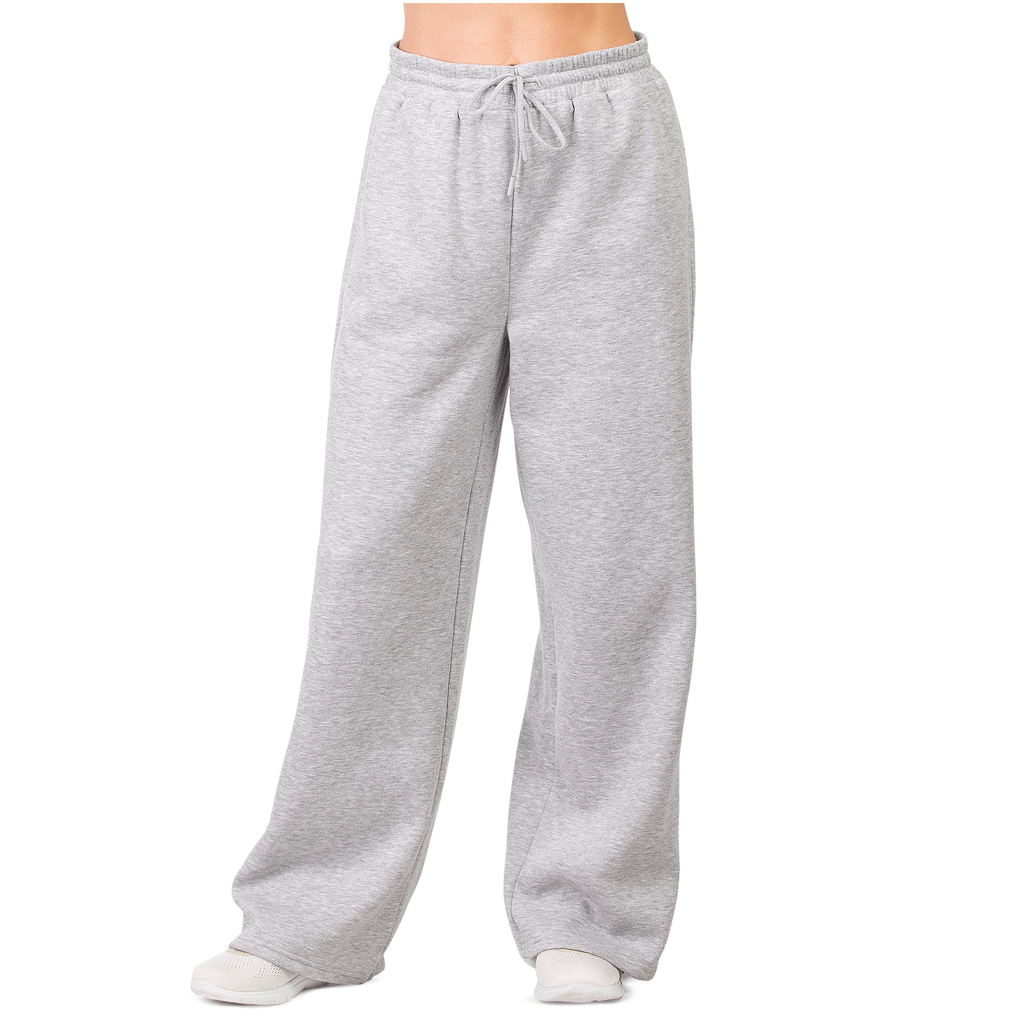 Women's Fleece Wide-Leg Sweatpants with Pockets