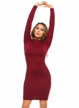 Long Sleeve Bodycon Mini Dress with Open Back