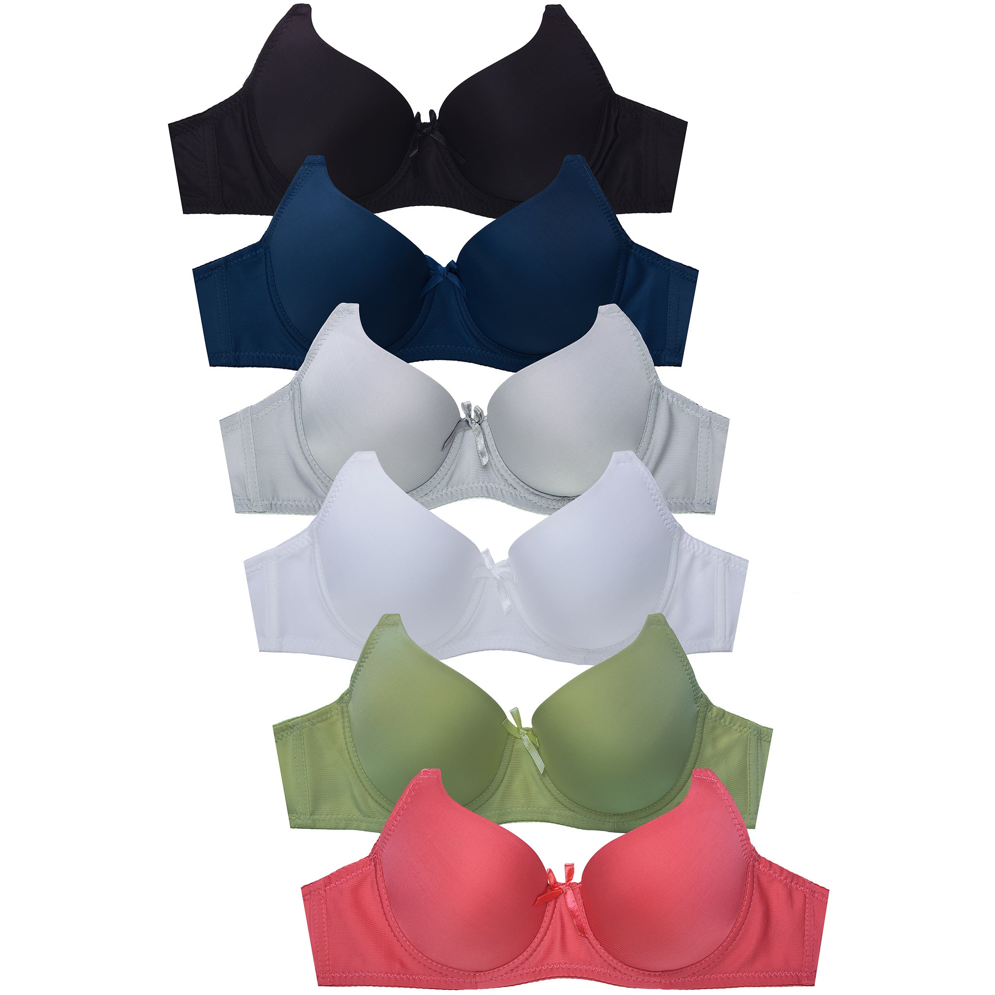 6 Pack Plain Full Coverage Underwire Bra