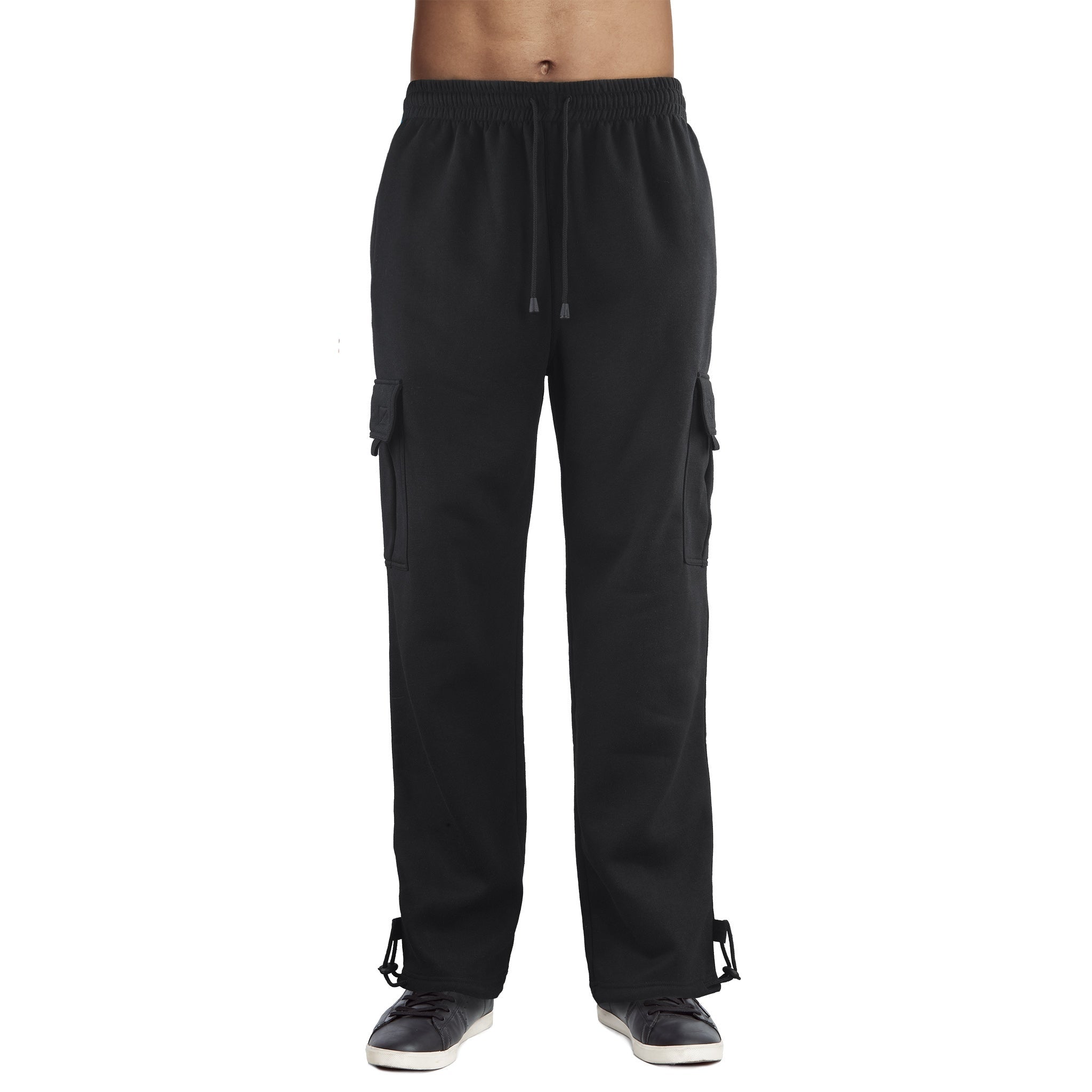 Fleece Cargo Pants with Drawstring Waist and Cuffs