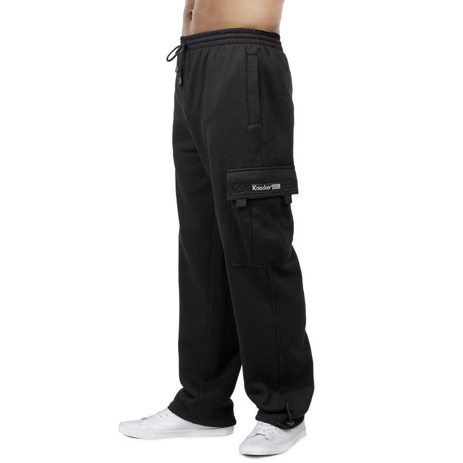 Fleece Cargo Pants with Drawstring Waist and Cuffs