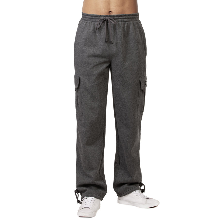 Fleece Cargo Pants with Drawstring Waist and Cuffs