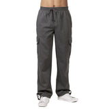 Fleece Cargo Pants with Drawstring Waist and Cuffs
