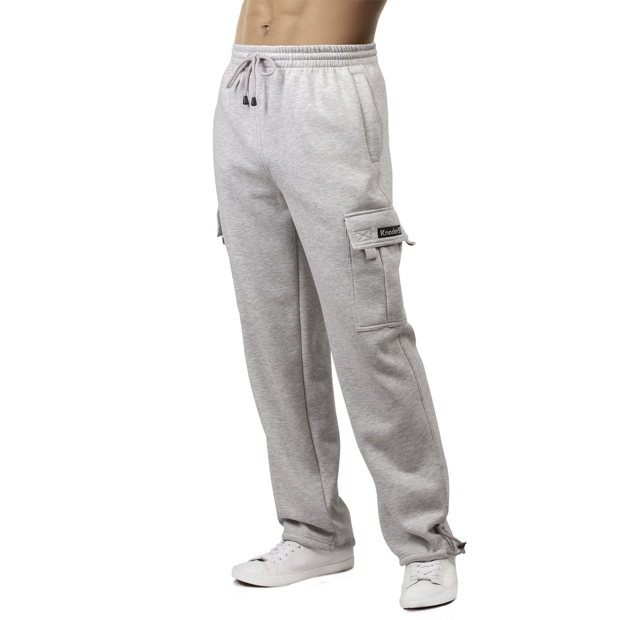 Fleece Cargo Pants with Drawstring Waist and Cuffs