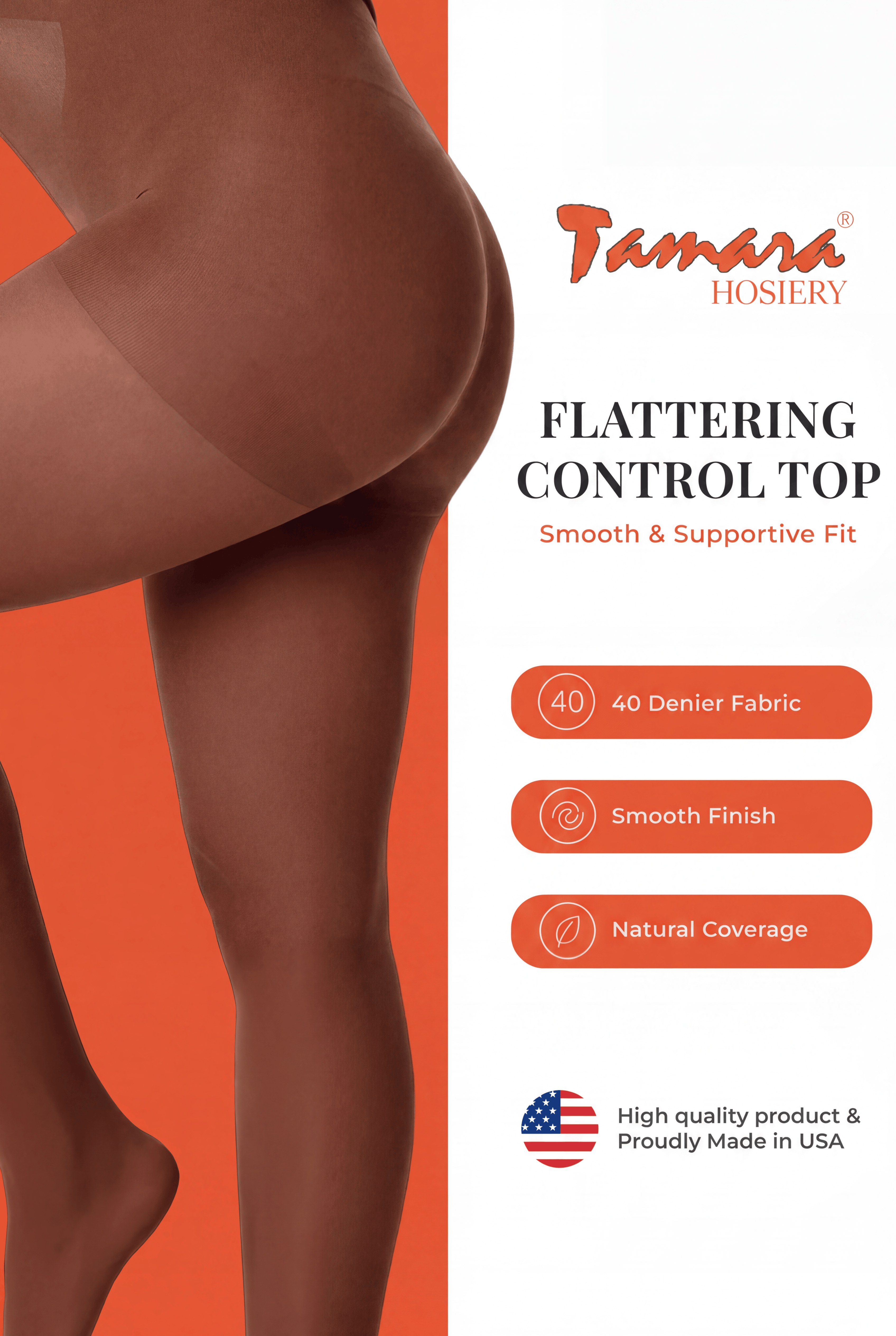 Tamara Hosiery Famous Control Top Calendar Girl Pantyhose - 40 Den